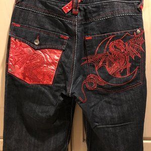 GAO JEAN SHORTS 34 WAIST L15 SERPANT RED
